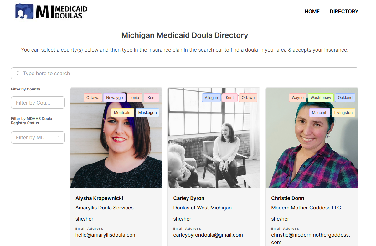 MI Medicaid Doulas Directory