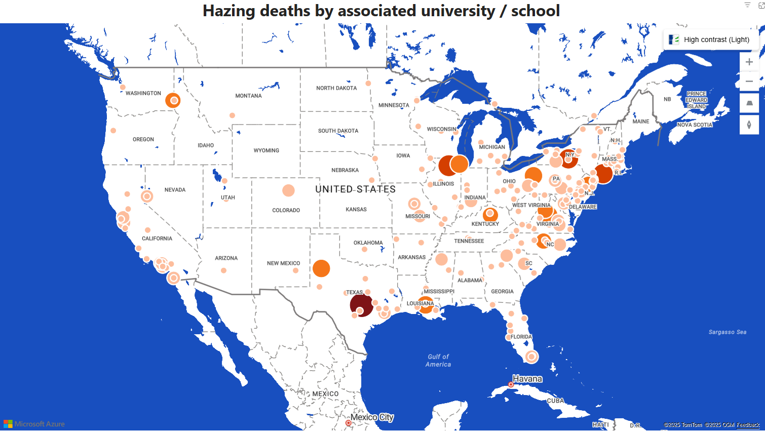 An overview of hazing deaths with maps, data visualizations