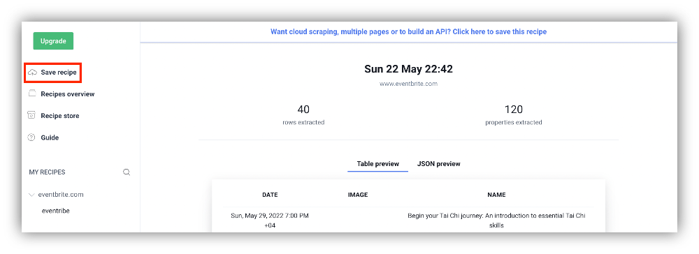 save recipe simplescraper