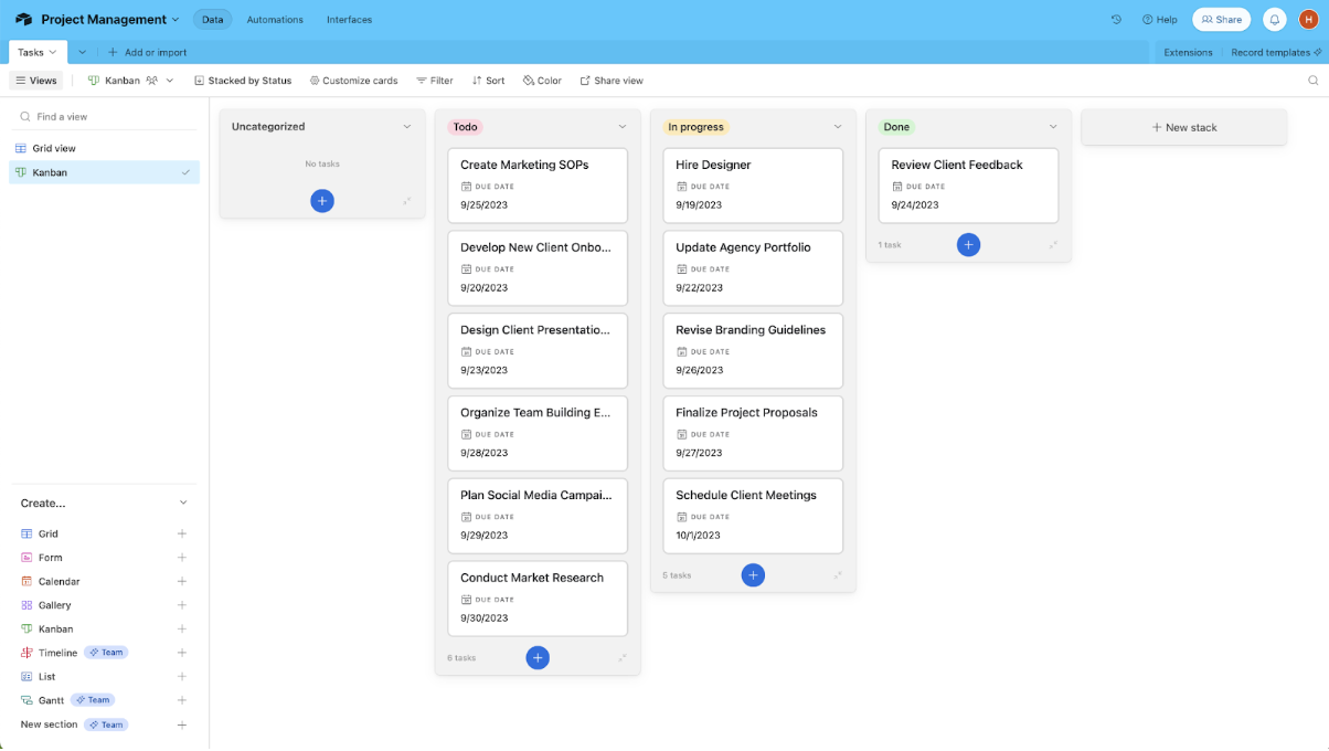 How to create a custom Kanban board in Airtable