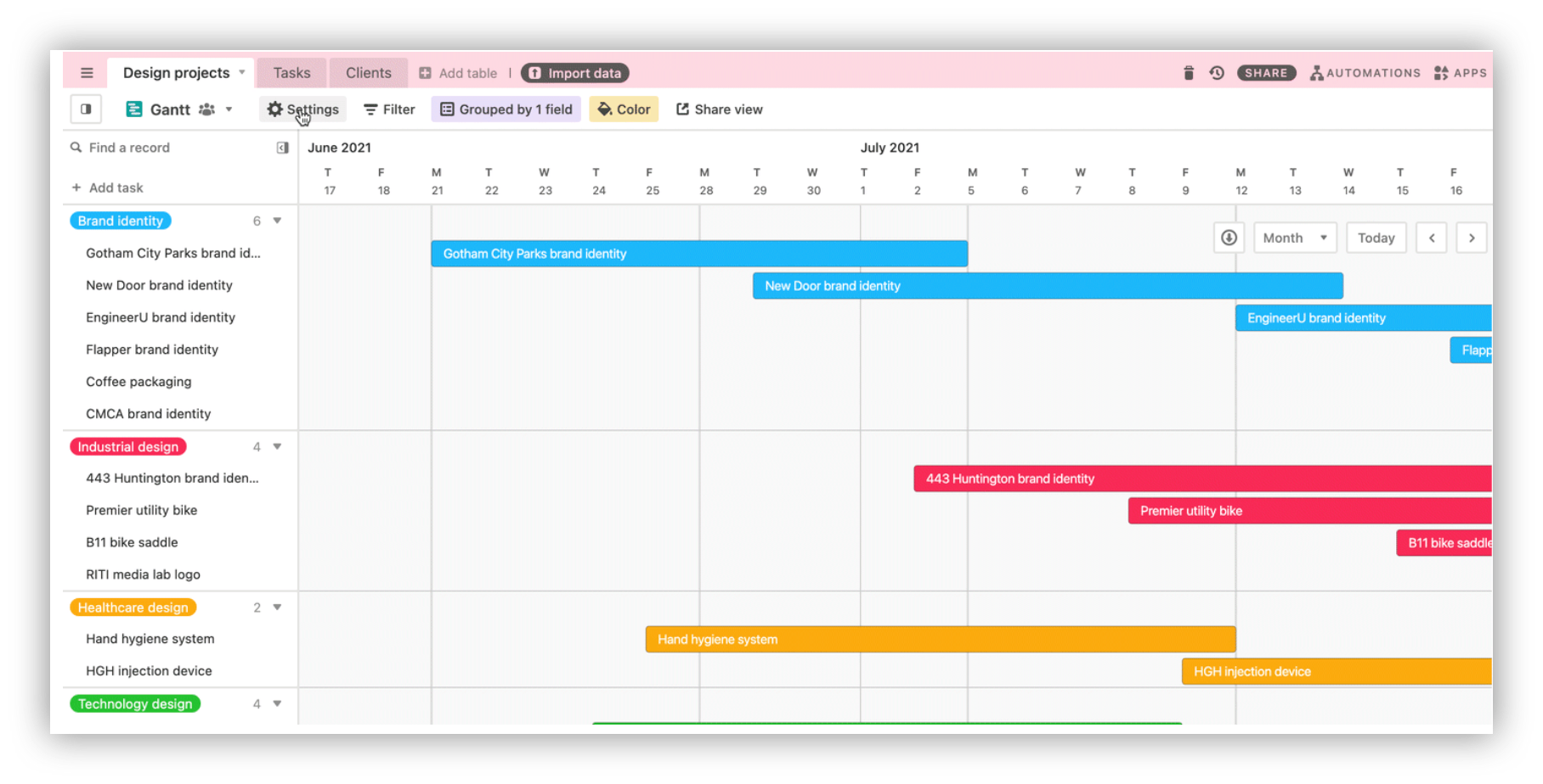 airtable gantt view