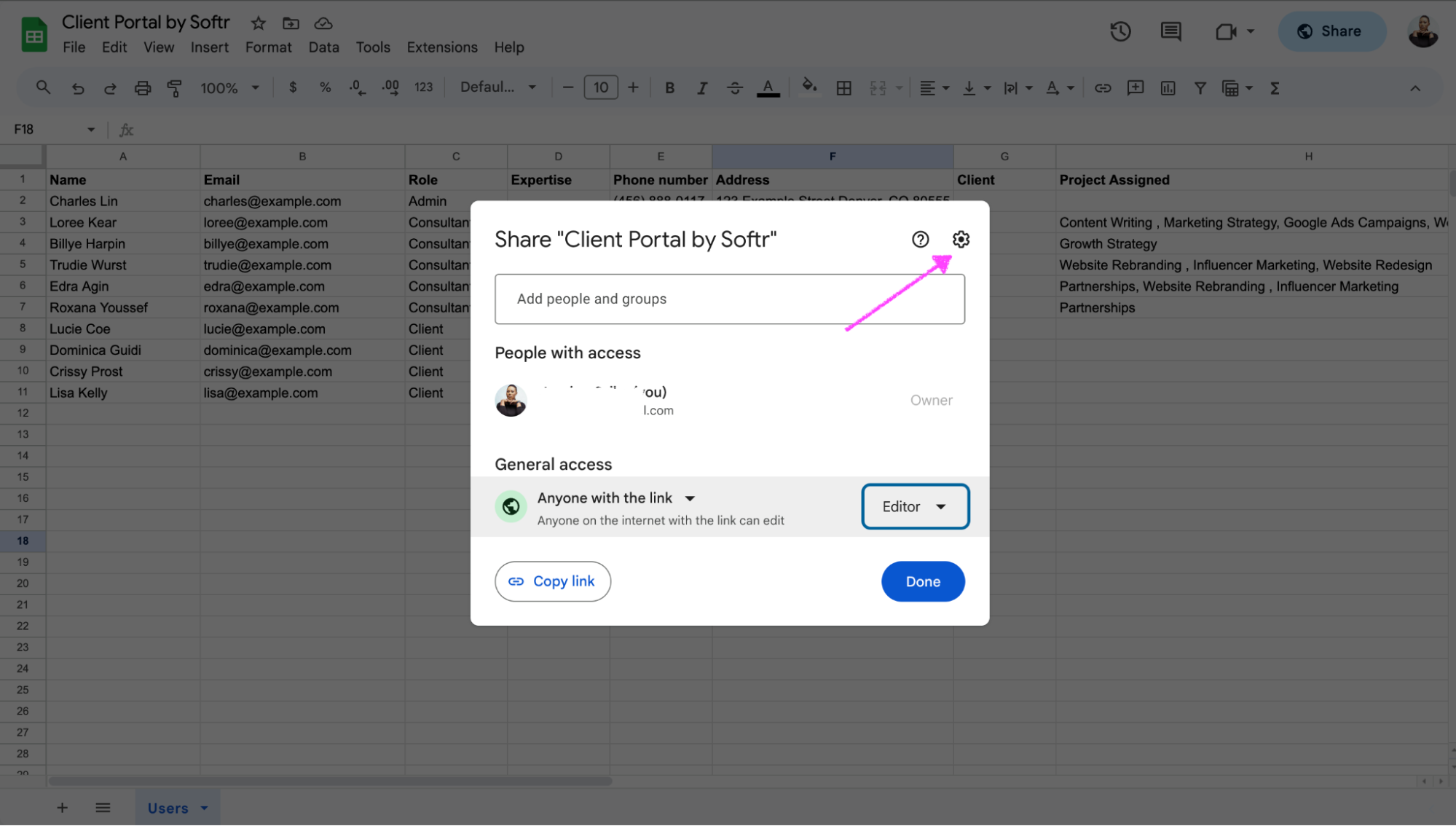 How to give edit access in Google Sheets