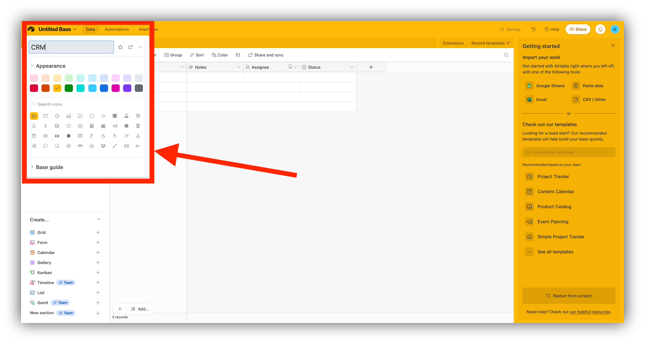 Step 3: Rename your Airtable base