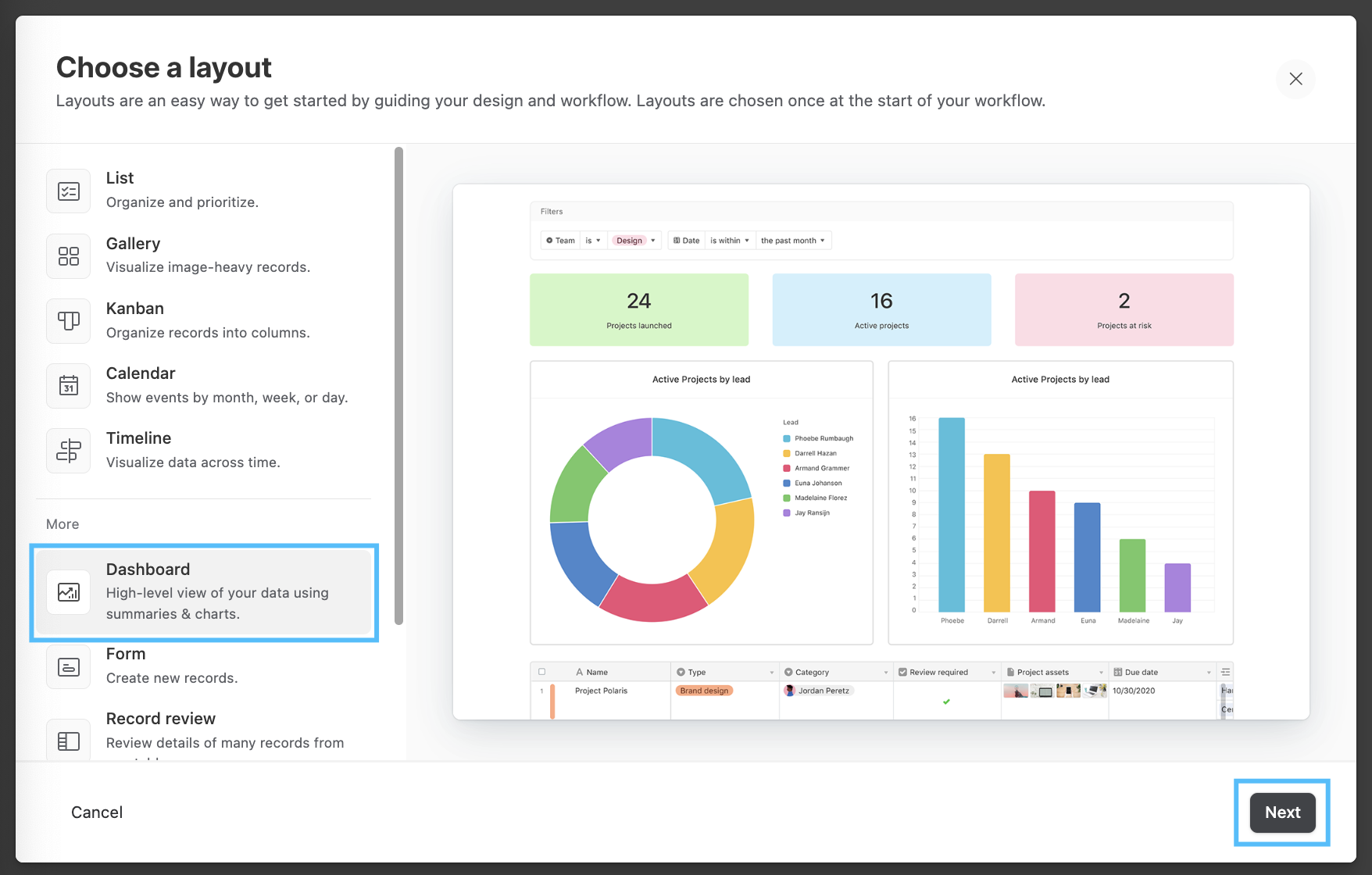 Step 4.2: Choose a layout