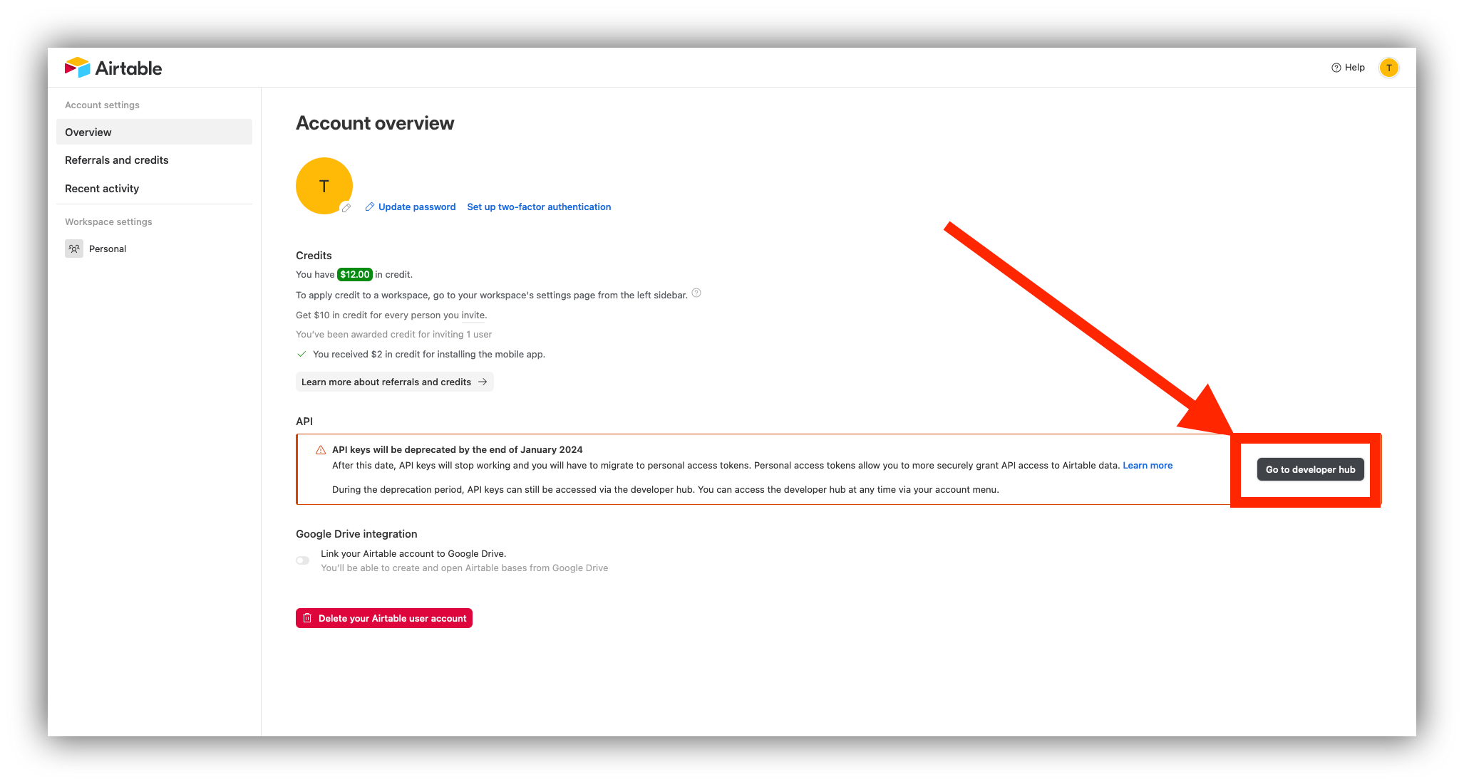 Step 6.2: Go to the Airtable developer hub