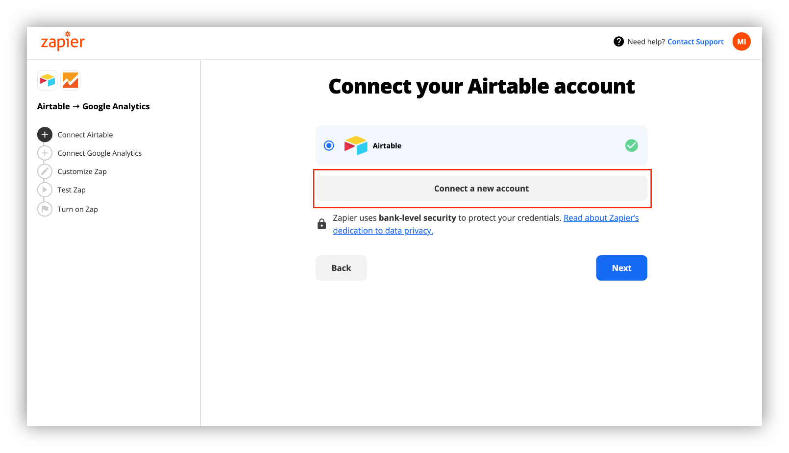 connect your Airtable account