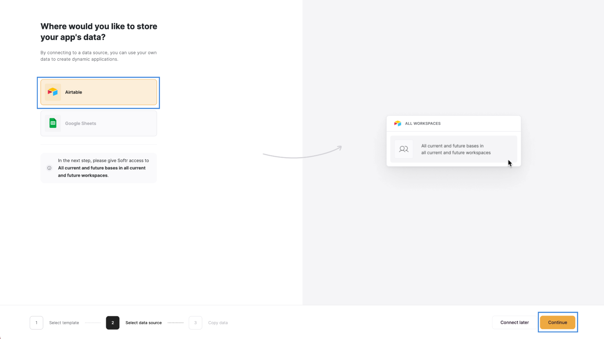 Step 5: Select Airtable as your data source