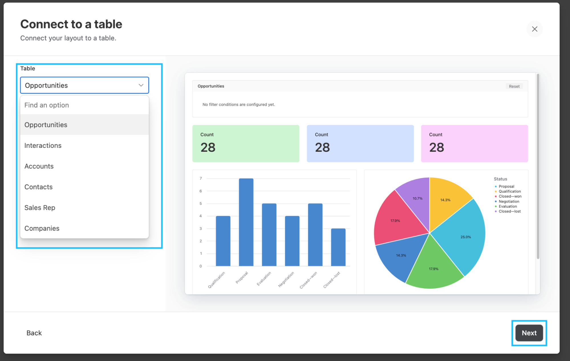 Step 4.3: Connect to a table