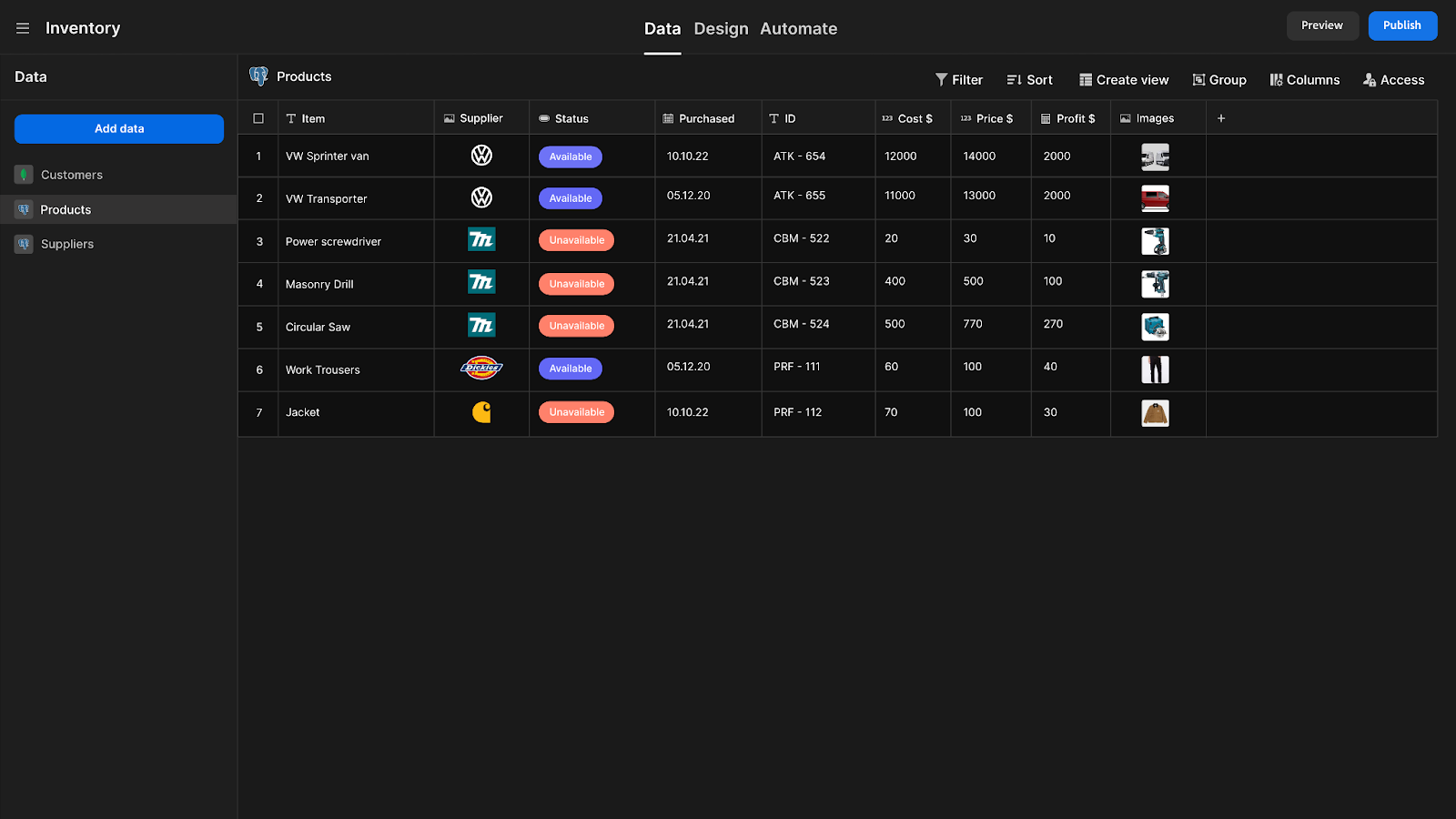 Budibase's app builder