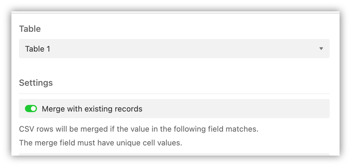 importing records with CVS import app merge with existing records option