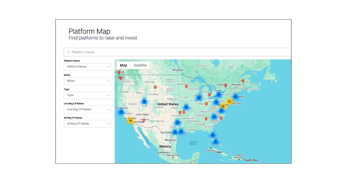 Map of Investment Crowdfunding Platforms